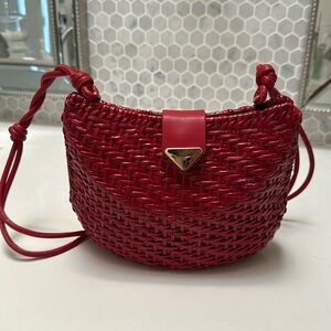 ZARA Red Wicker Bag